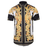Mr.1991INC Palace Golden Flowers Shirts Men 3d Shirts Short Sleeve Summer Brand Shirts Fashion Tops