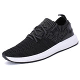Tangnest Men Lightweight Casual Shoes Fashion Design Knitted Slip-on Flats For Youth Breathable Platform Shoes Man Black XMR2543