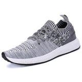 Tangnest Men Lightweight Casual Shoes Fashion Design Knitted Slip-on Flats For Youth Breathable Platform Shoes Man Black XMR2543