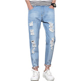 MOGU Hole Denim Pants Men High Quality Men's Pants 2017 Summer New Arrival Fashion Casual Men's Trousers Asian Size Men's Jeans