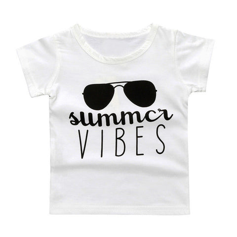 2017 kids T-shirts Tops boys Summer Sunglasses print letter Kids Tee Graphic Tee Gift baby T-shirts for girls sports short tees