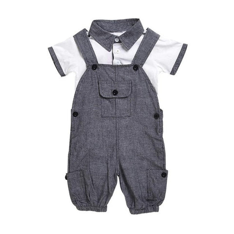 2017 summer Newborn boys clothing sets gentleman Turn-down Collar T-shirt and suspender pants Kids Outfits baby boy clothes