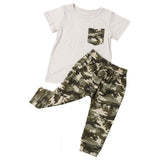 2017 New Style Summer Baby suits Legging pants Newborn Infant Summer Baby Boy T shirt Tops Camouflage Pants Outfits Clothes Set