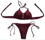 Women Sexy Bikini Swimsuit Strap Front Two Pieces Paded Swimwear Push Up Swim Suit for Beach Swimming Pool