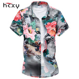 Mens Short Sleeve Floral Shirt 2018 New Summer Fashion Mens Beach Casual Print Shirt Plus Size High Quality Flower Shirts M-7XL