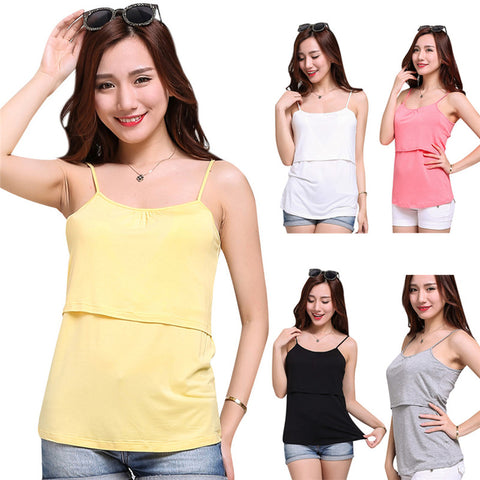 Cotton Clothes for Pregnant Women Maternity Sleeveless Nursing Tops Summer Tank Tees Breast Feeding Pregnancy Clothes