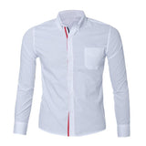 Navy Blue/Light Blue/White Mens Button Shirt Chemise Homme Slim Fit Long Sleeve Men Shirts Famous Brand Social Shirt