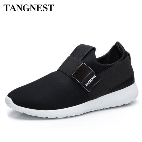 Tangnest Man's Casual Shoes Men Fashion Solid Metal Charm Canvas Shoes Men Comfortable Slip On Soft Flat Loafers Spring XMR2283