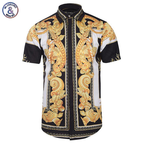 Mr.1991INC Palace Golden Flowers Shirts Men 3d Shirts Short Sleeve Summer Brand Shirts Fashion Tops