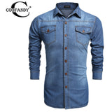 COOFANDY Denim Shirts Men Casual Shirt Long Sleeve Fashion Slim Camisa Jeans Masculina Mens Denim Shirts Plus Size S-3XL US Size