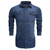 COOFANDY Denim Shirts Men Casual Shirt Long Sleeve Fashion Slim Camisa Jeans Masculina Mens Denim Shirts Plus Size S-3XL US Size