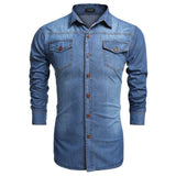 COOFANDY Denim Shirts Men Casual Shirt Long Sleeve Fashion Slim Camisa Jeans Masculina Mens Denim Shirts Plus Size S-3XL US Size