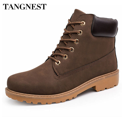 Tangnest Men Martin Boots 2017 Autumn New Ankle Boots British Style High Top Shoes Man Camouflage Flats Plus Size 39-46 XWX4234