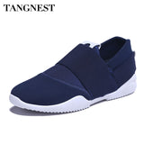 Tangnest Fashion Canvas Men Casual Shoes Breathable Men Slip-on Light Flats White Black Patchwork Shoes Man Loafers XMR2608