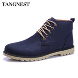 Tangnest Brand 2017 Fashion Men Winter Shoes Lace Up Ankle Boots Warm Cotton Inside Men Footwear Street Motorcycle Boots XMX258