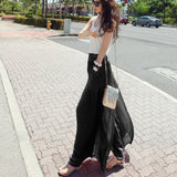 New Lady Wide Leg Chiffon High Waist Pants Long Loose Culottes Trousers Jecksion #LYW