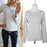 JECKSION 2016 Plus Size Casual Women Blouses Summer Women Chiffon Blouse Polka Dots Print Shirt Long Sleeve Lapel Shirts