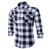 2017 New Spring Cotton Shirts Men Plaid Casual Campus Shirts Luxury Slim Long Sleeve Brand Formal Business Shirts Warm