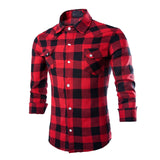 2017 New Spring Cotton Shirts Men Plaid Casual Campus Shirts Luxury Slim Long Sleeve Brand Formal Business Shirts Warm
