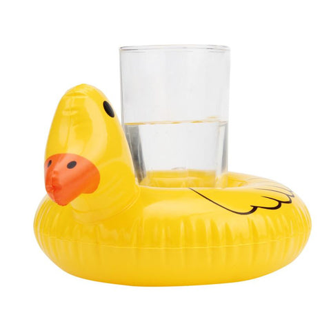 New Popular Cute Fanny Yellow Duck Floating Inflatable Drink Can Holder pool Bath Toy Children Toy Duck Toys Pool Kid toys