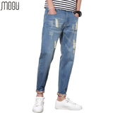 MOGU Hole Denim Pants Men High Quality Men's Pants 2017 Summer New Arrival Fashion Casual Men's Trousers Asian Size Men's Jeans