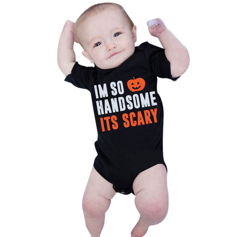 Black Baby Boy Romper for Halloween Cotton Newborn Clothes 0-24 Months Short Sleeve Toddler Jumpsuit Festival Costume Gift 2017
