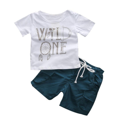 2017 Newborn Infant Baby Boys Clothes Set Letter Boy T-shirt Tops Short Sleeve Pants Leggings 2pcs Outfits Clothing Baby Boy