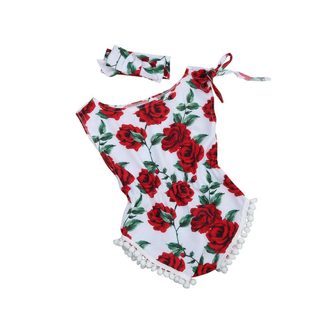 2017 new vintage floral cotton baby romper newborn baby girls pompom outfits infant newborn suit toddler kids clothing outwear