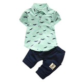2017 Summer Baby Boys Clothes Suits Gentleman Style Kids Lovely beard Lapel Shirt+Pants 2 Pcs Infant Casual Suits Children Sets