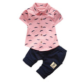 2017 Summer Baby Boys Clothes Suits Gentleman Style Kids Lovely beard Lapel Shirt+Pants 2 Pcs Infant Casual Suits Children Sets