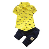 2017 Summer Baby Boys Clothes Suits Gentleman Style Kids Lovely beard Lapel Shirt+Pants 2 Pcs Infant Casual Suits Children Sets