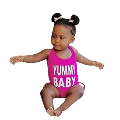 Kids Baby Girl Clothing Bodysuits Swimsuit Swimwear Bathing Suit Letter Pink Cute Sleeveless Clothes Baby Girls