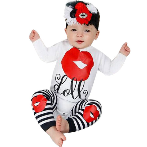 Newborn Infant Baby Boy Girls Clothes Sets Lip Print Tops Romper Leg Warmer Cotton Cute Clothing Outfits Set