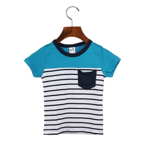 2016 New Kids Baby Boys Summer Fashion Stripe Cotton Short Sleeve T-shirt Tops & Tees Baby Apparel Clothes