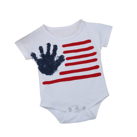 2017 New Small Babies Jumpsuits Hands Stripe Rompers printing Kids Clothes Boys Girls Romper Sunsuit Clothes Set
