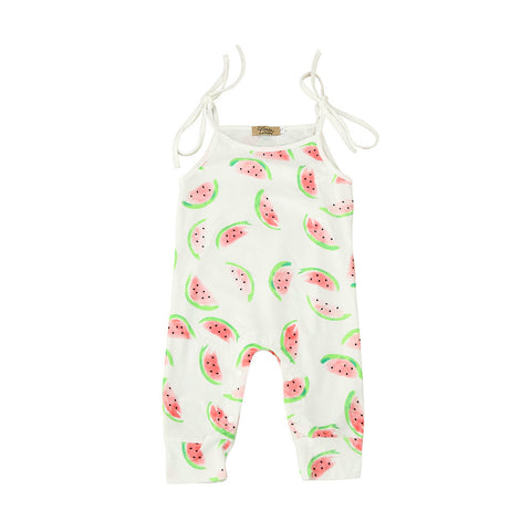 Baby Watermelon Harness Rompers Newborn Infant Baby Girl Boy Melon Printing Stripe Rompers Kids Jumpsuit Outfit Clothes