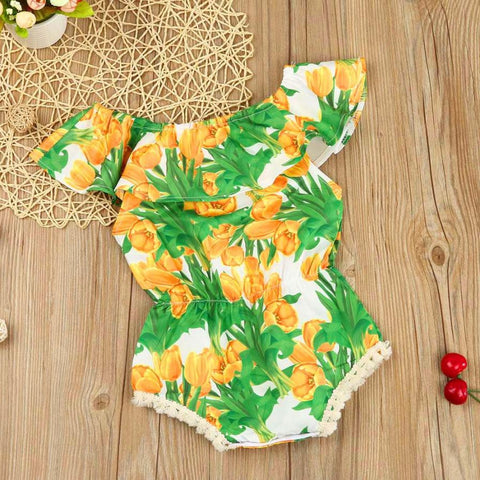 Newborn baby girl romper summer 2017 Infant Girl Sleeveless Printed baby Romper Jumpsuit Outfits kids baby clothes Drop ship