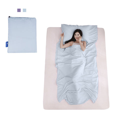 Cotton Travel Sleep Sheet Liner Sleeping Bag Sleepsack Bed Bag with Pillow Pocket for Camping Hiking Single Sized 45*83"