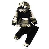 2Pcs Toddler Infant Baby Boy Clothes Set Camouflage Hooded Tops+Pants Outfits