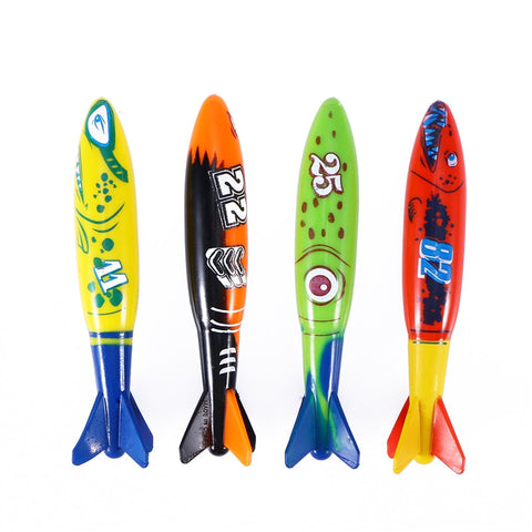 4pcs Diving Toy for Pool Use Gliding Shark Throwing Torpedo Underwater Swimming Pool Shark Toys