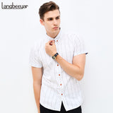 Fashion Brand Clothing Mens Short Sleeve Shirt 2018 Summer New Plaid Slim Fit Shirt CottonCasual Shirt Men 100% Clothes M-5XL