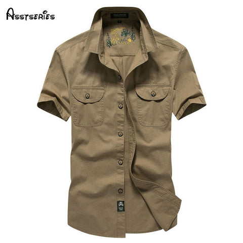 AFS JEEP 2018 New Arrival Summer Mens Dress Casual Slim Fit Fashion Short Sleeve Uniform Military Style Mens Shirts 78z