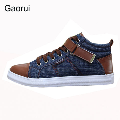 2017 spring autumn men's leisure fashion Board high shoes breathable canvas England style buckel patchwork mix-color flats