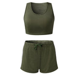 Two Piece Set Women Crop Top+Shorts Summer Casual Tracksuit Sporting Slim Tank Top and Shorts Sexy Outwear Bodycon Jumpsuits