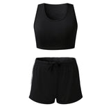 Two Piece Set Women Crop Top+Shorts Summer Casual Tracksuit Sporting Slim Tank Top and Shorts Sexy Outwear Bodycon Jumpsuits