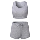 Two Piece Set Women Crop Top+Shorts Summer Casual Tracksuit Sporting Slim Tank Top and Shorts Sexy Outwear Bodycon Jumpsuits