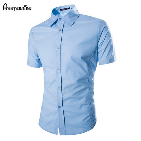 2018 New Arrival Men's Summer Shirt Short Sleeves Business Shirt Turn-down Collar Shirt Men Shirts Top Quality D28