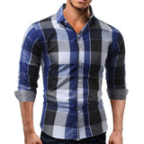 2018 Brand Men Fashion Plaid Shirt Full Sleeve Casual Shirt Men Streetwear Business Shirt Camisa masculina chemise homme new