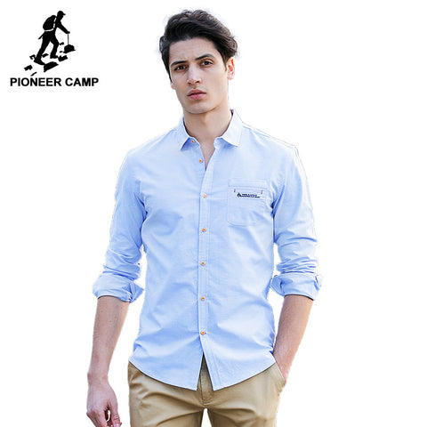 Pioneer Camp 2018 new fashion spring mens shirts long sleeve slim fit casual cool business social shirt for male 666204