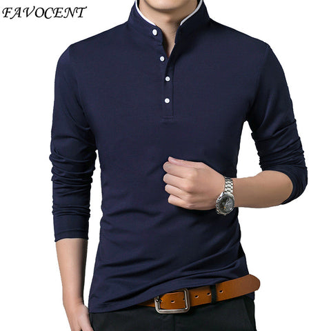 2018 men's long sleeves shirt solid color Slim Man Casual shirts Cotton Top Tees Male shirts stand collar autumn new Hot sale